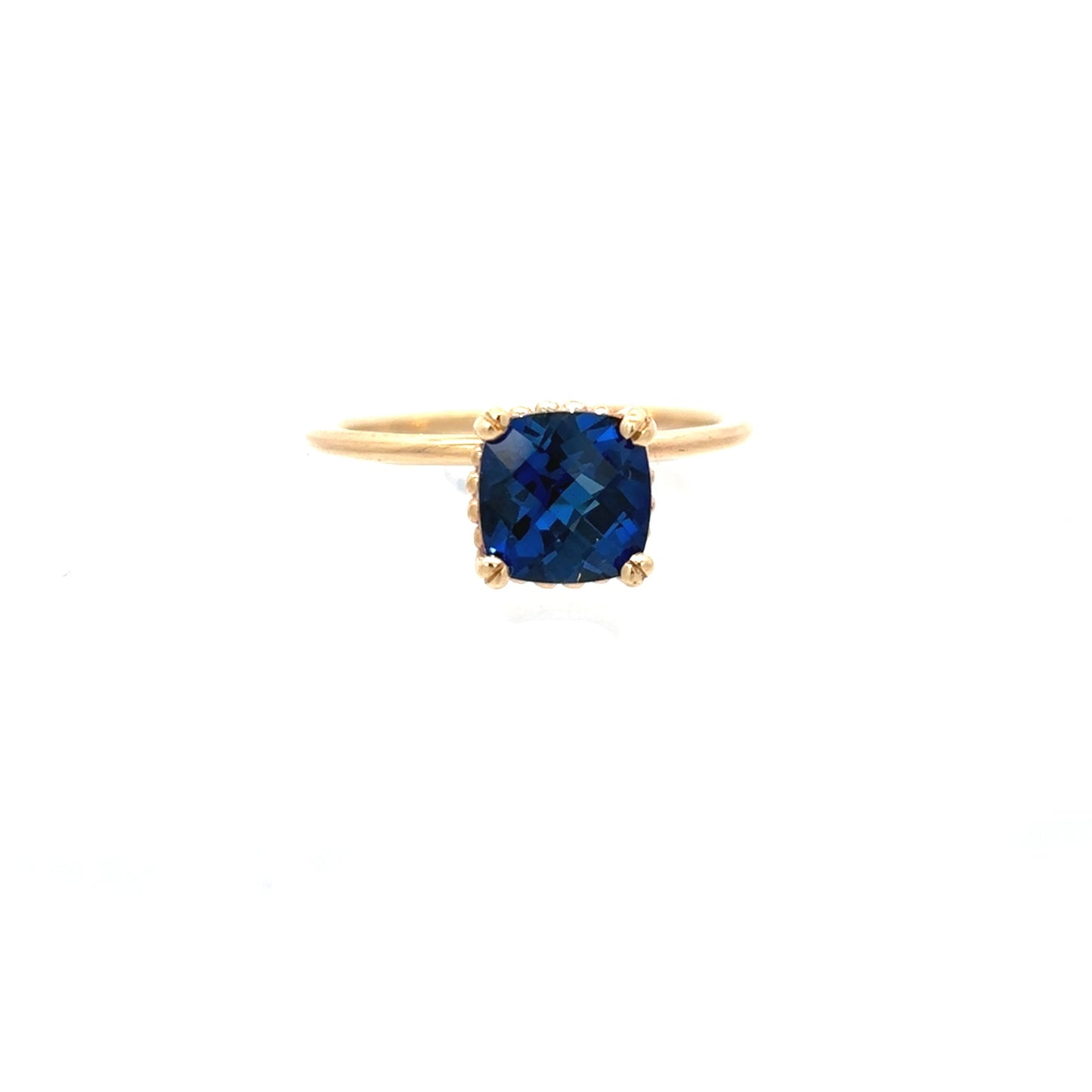 14K Yellow Gold Lab Created Sapphire Solitaire Ring