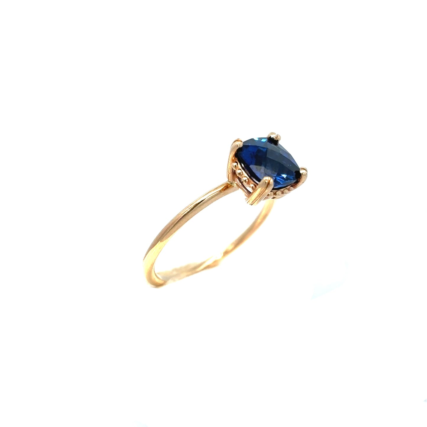 14K Yellow Gold Lab Created Sapphire Solitaire Ring