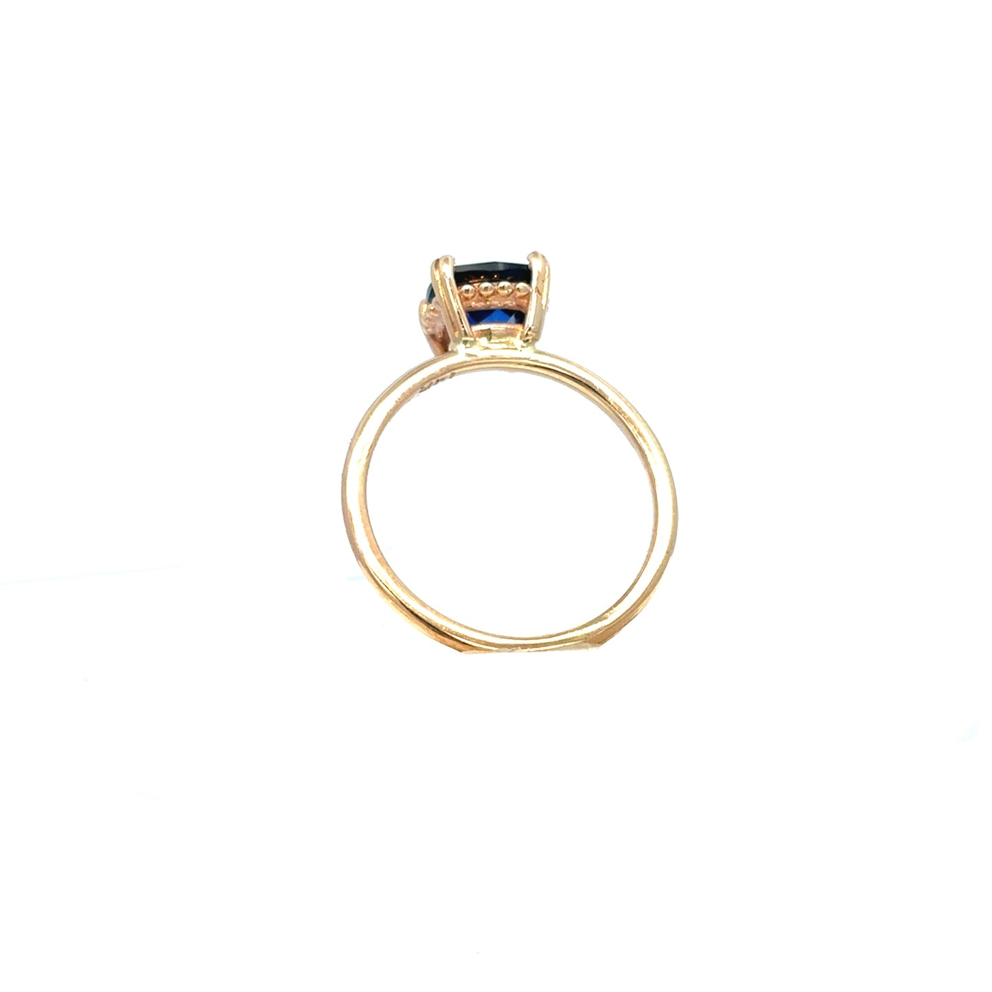14K Yellow Gold Lab Created Sapphire Solitaire Ring