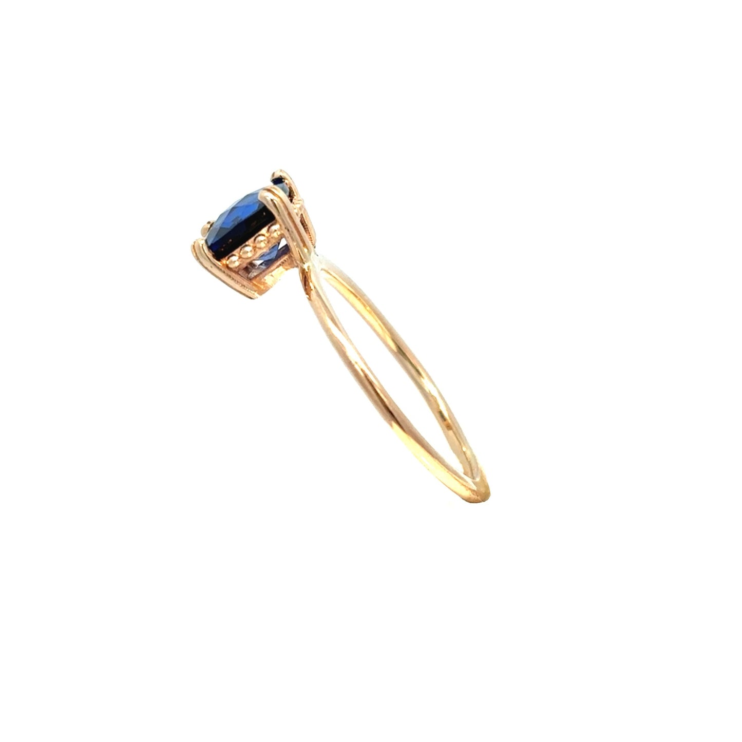 14K Yellow Gold Lab Created Sapphire Solitaire Ring