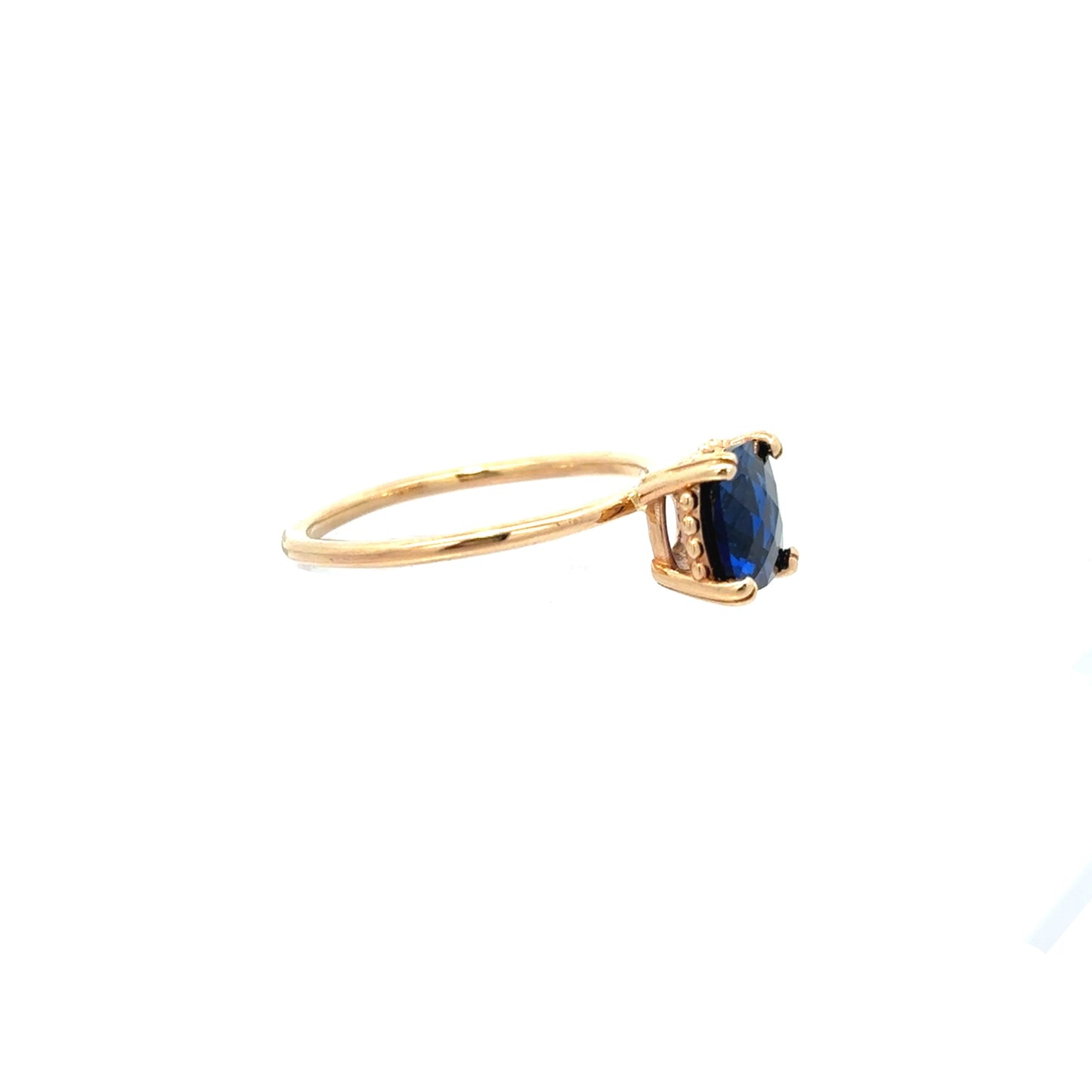 14K Yellow Gold Lab Created Sapphire Solitaire Ring