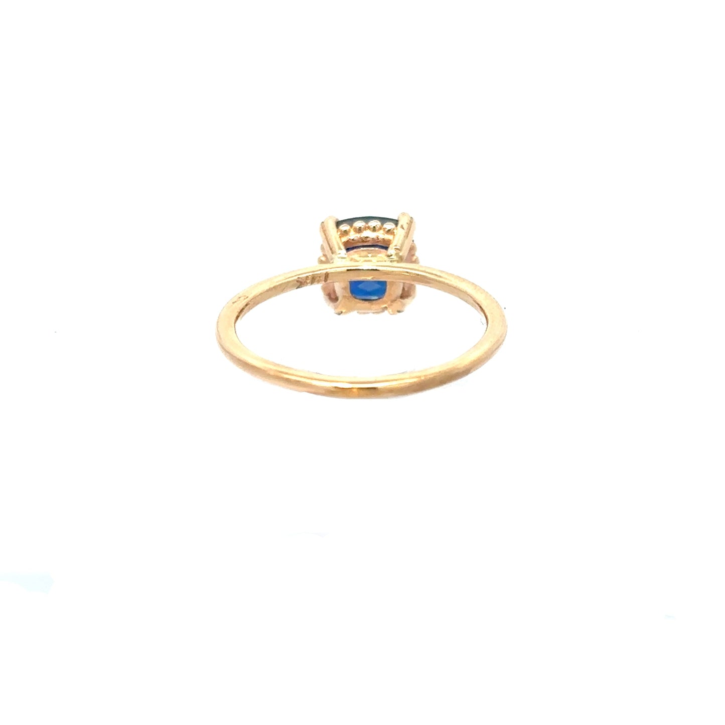 14K Yellow Gold Lab Created Sapphire Solitaire Ring