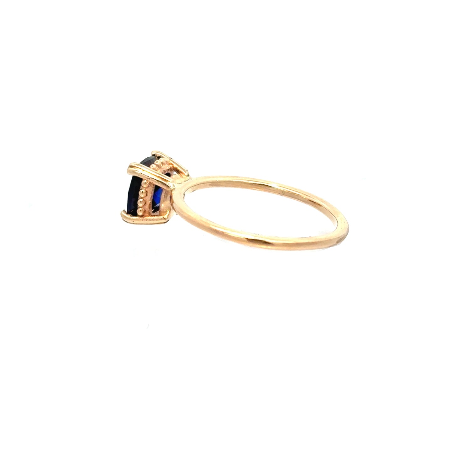 14K Yellow Gold Lab Created Sapphire Solitaire Ring