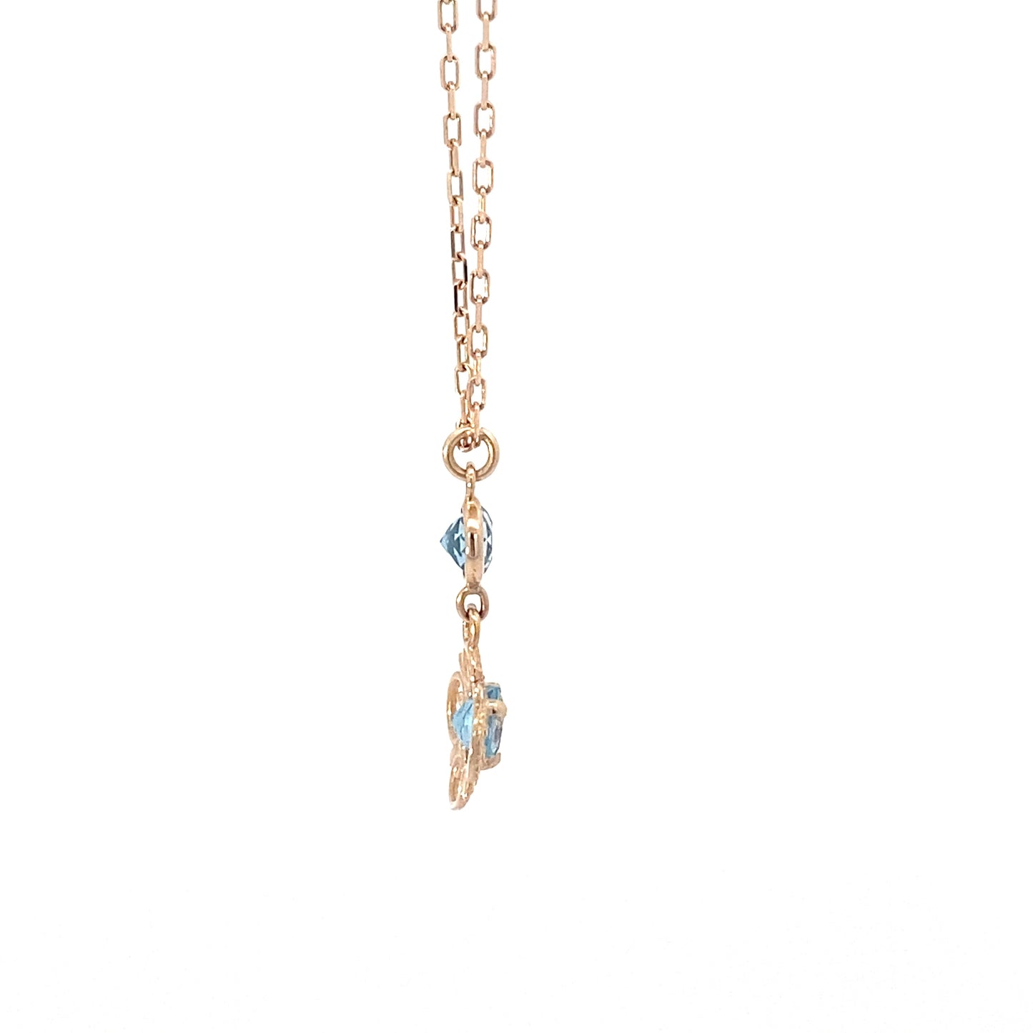 14K Yellow Gold Swiss Blue Topaz Flower Pendant