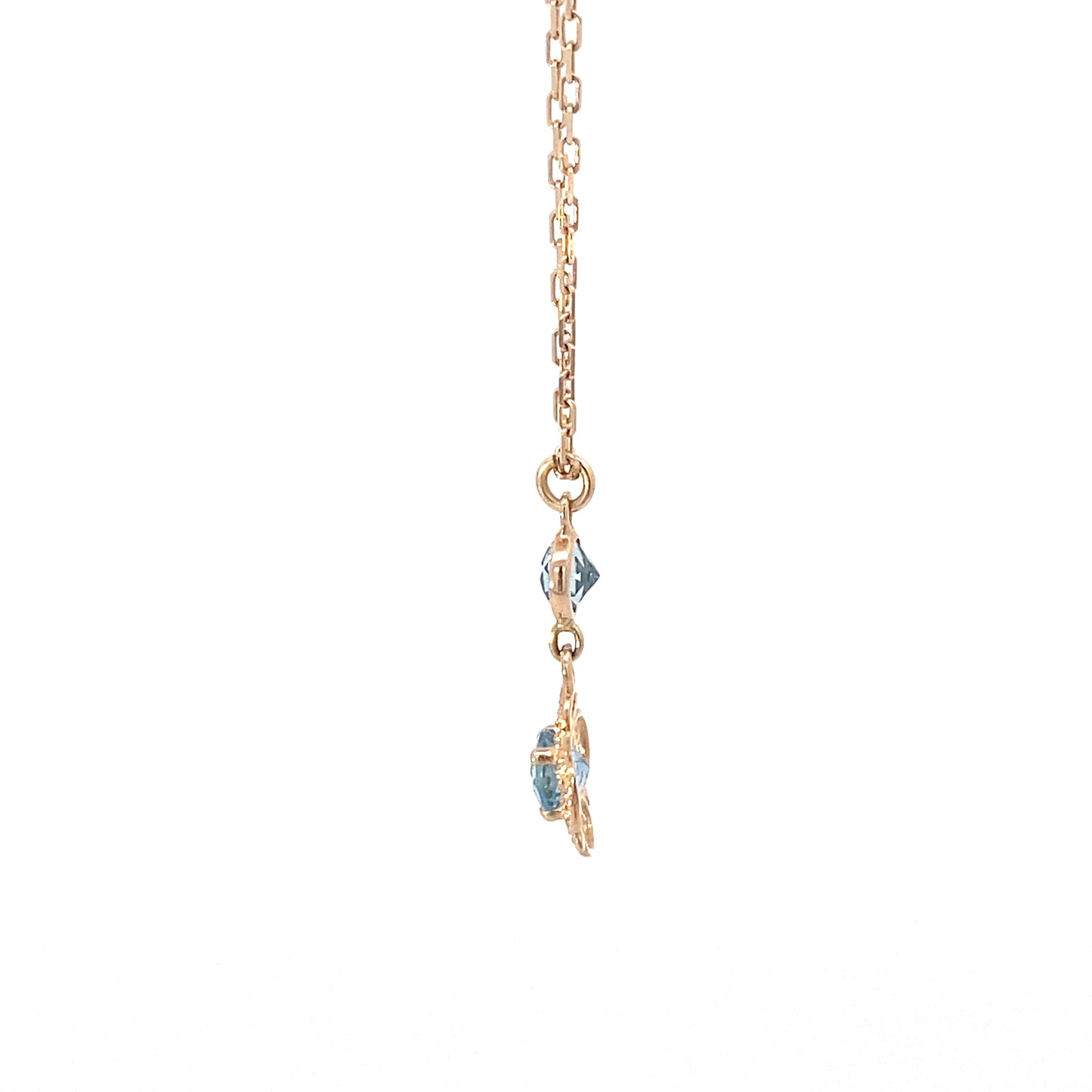 14K Yellow Gold Swiss Blue Topaz Flower Pendant