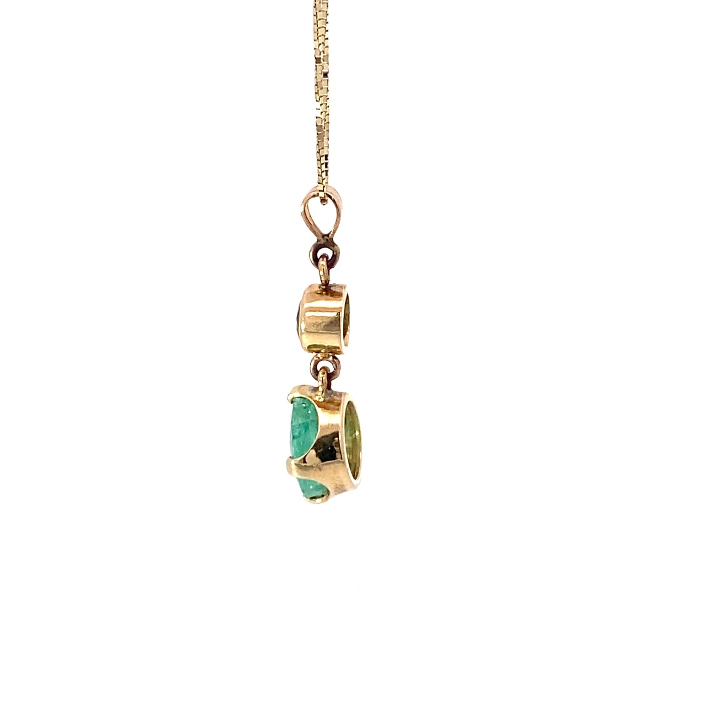 14K Yellow Gold Tsavorite and Emerald Pendant