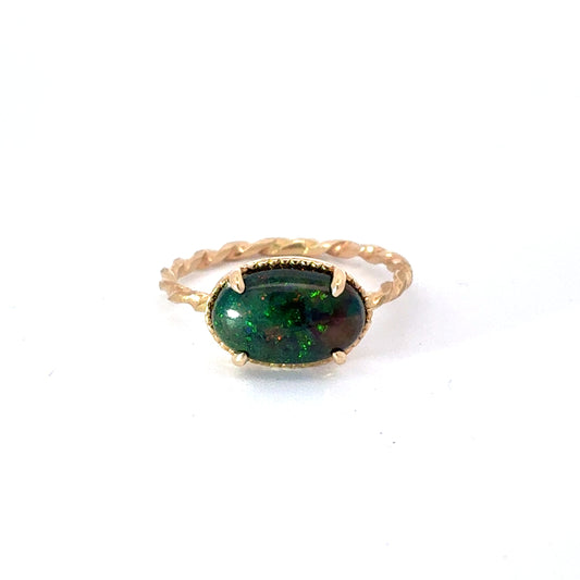 14K Yellow Gold Black Opal Ring