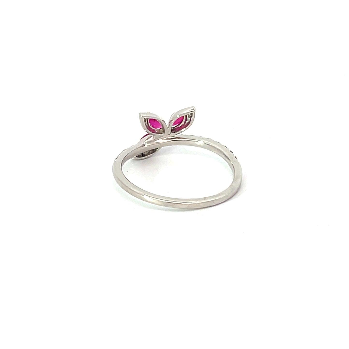 14K White Gold 3 Stone Ruby Ring