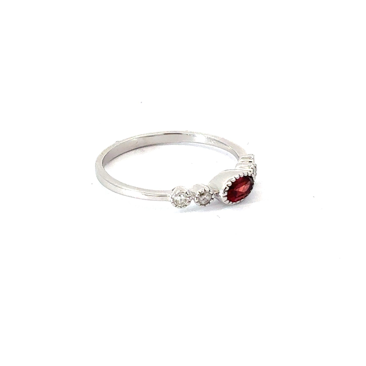 10K White Gold Garnet Center