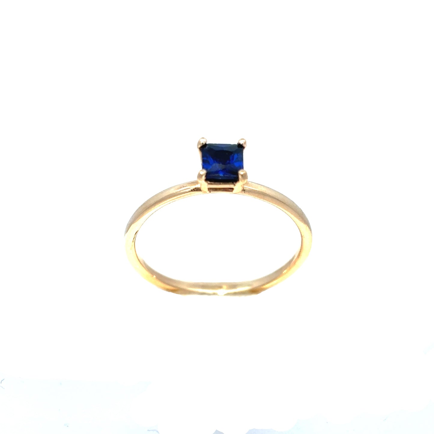 14K Yellow Gold Solitaire Ring with Princess Cut Lab Ctreated Sapphire