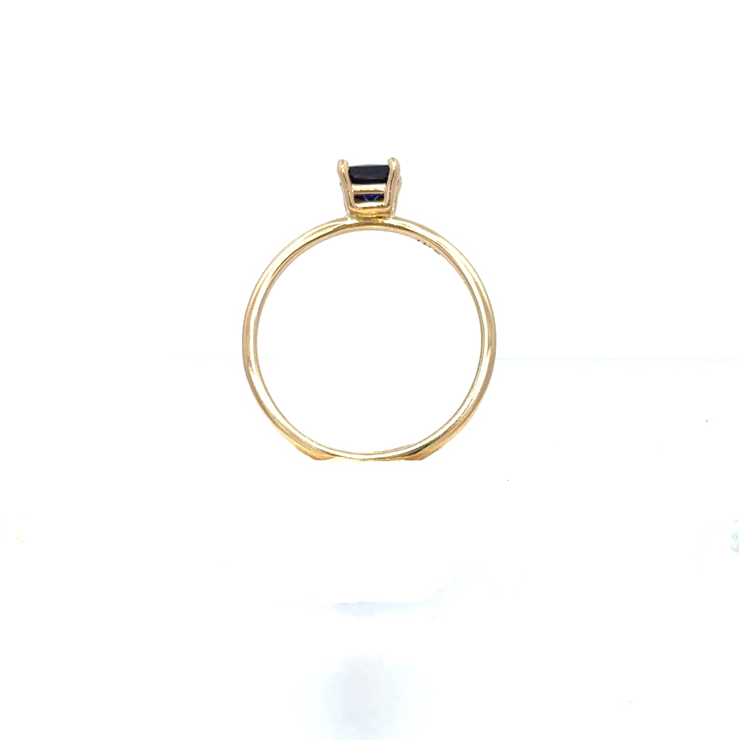 14K Yellow Gold Solitaire Ring with Princess Cut Lab Ctreated Sapphire