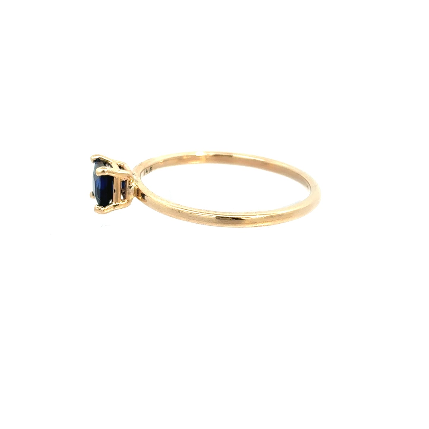 14K Yellow Gold Solitaire Ring with Princess Cut Lab Ctreated Sapphire
