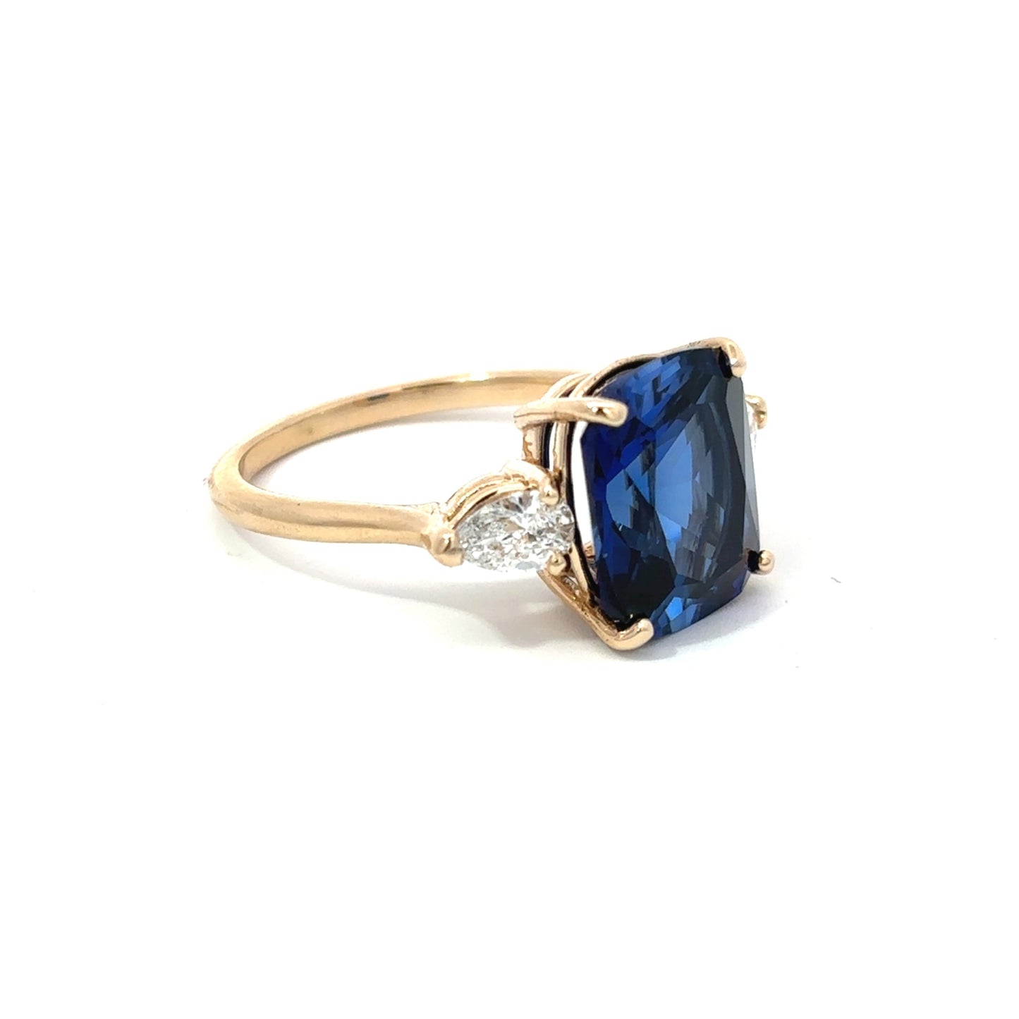14K Yellow Gold Lab Grown Sapphire and Lab Grown Diamond Cocktail Ring