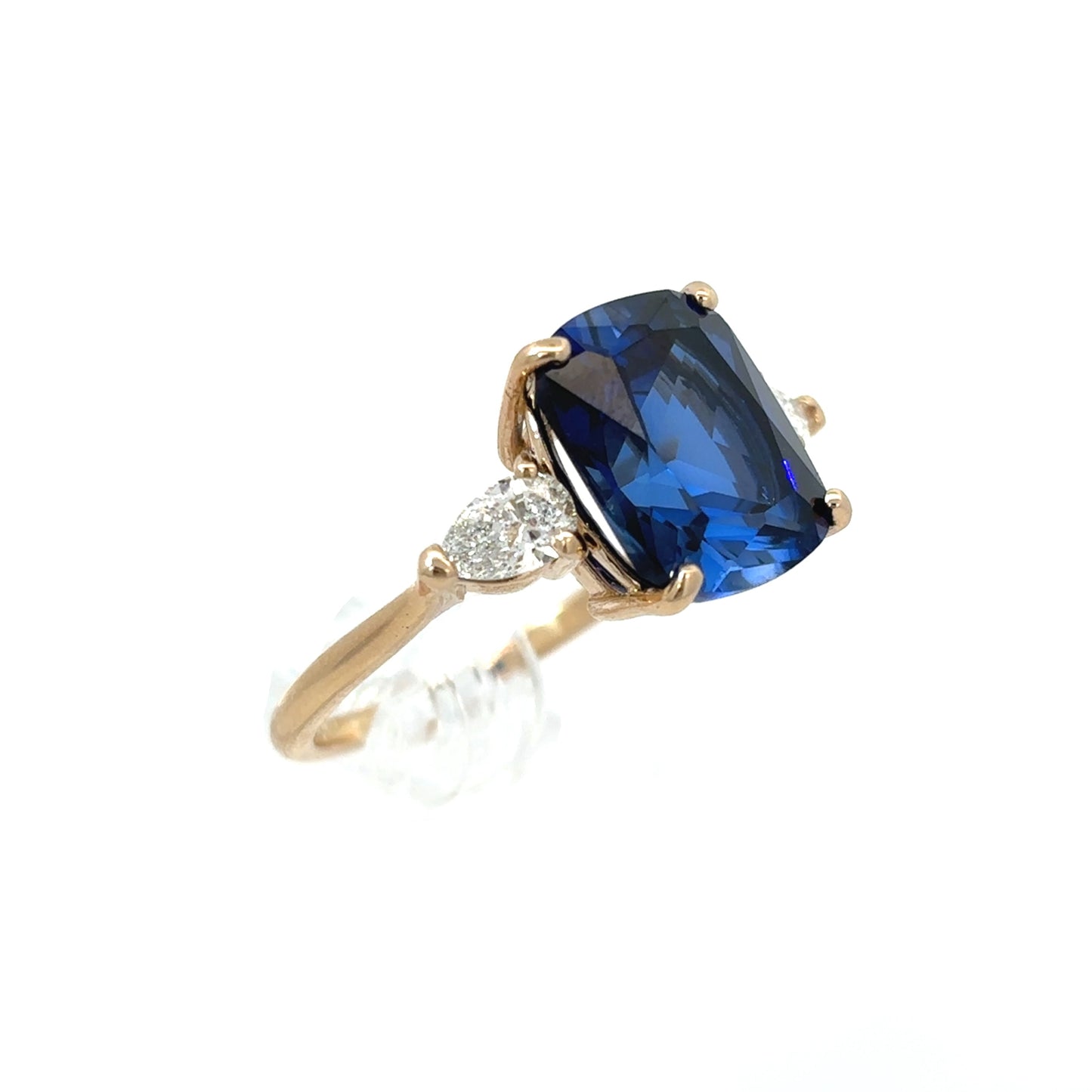 14K Yellow Gold Lab Grown Sapphire and Lab Grown Diamond Cocktail Ring