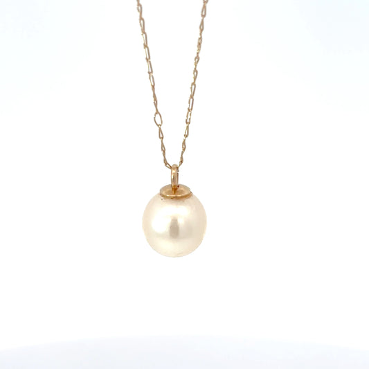 14K Yellow Gold single Pearl Pendant