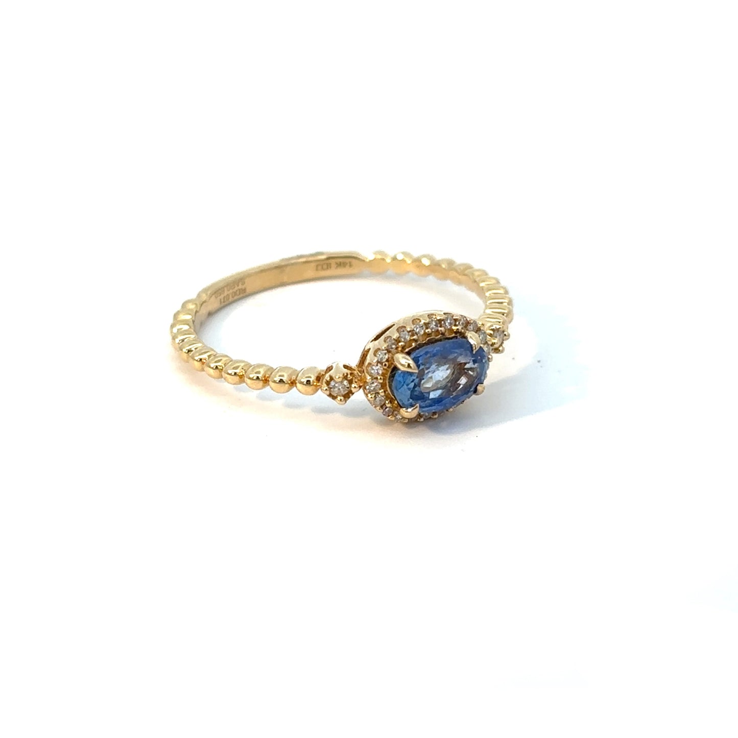 14K Yellow Gold Sapphire Center Milgrain Ring