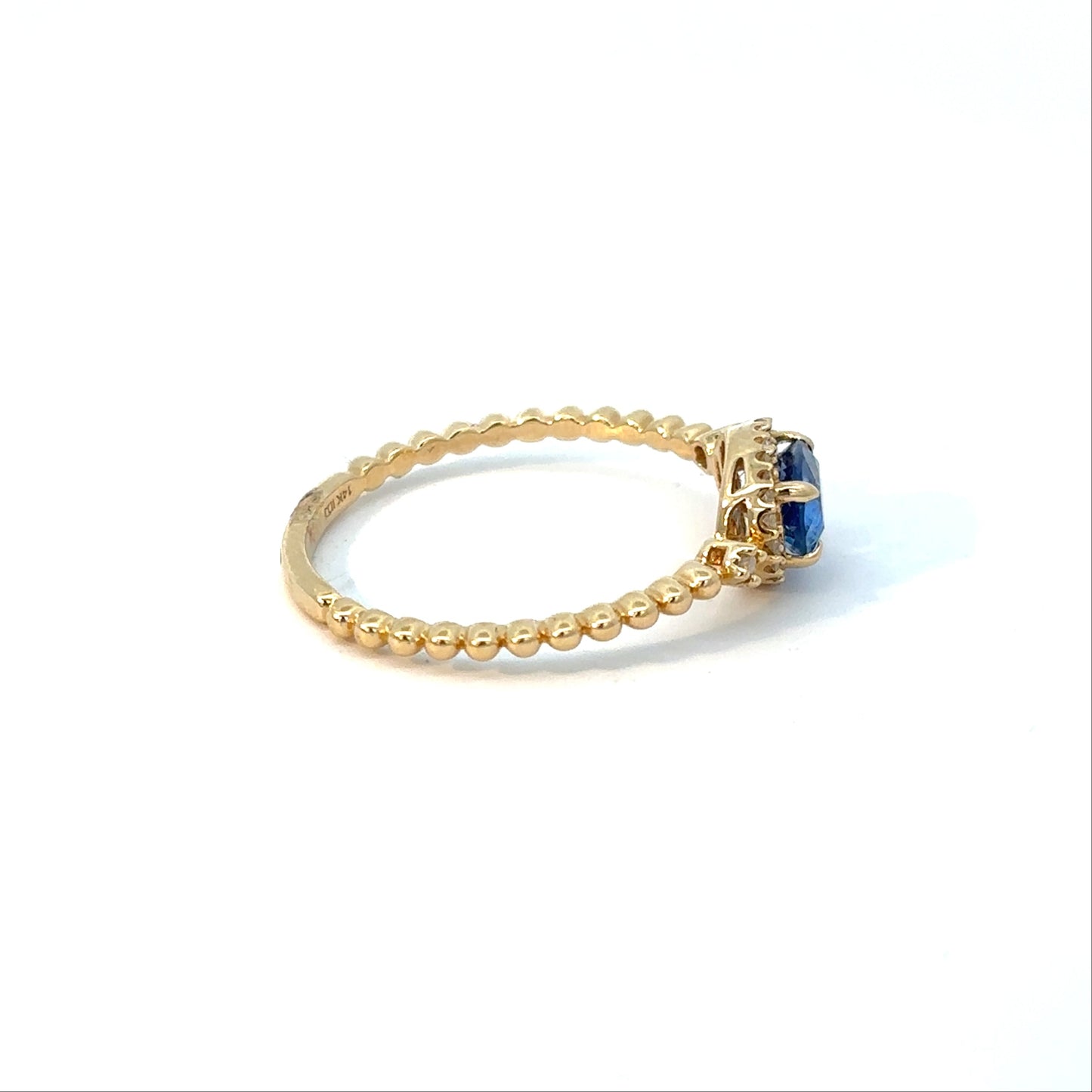 14K Yellow Gold Sapphire Center Milgrain Ring