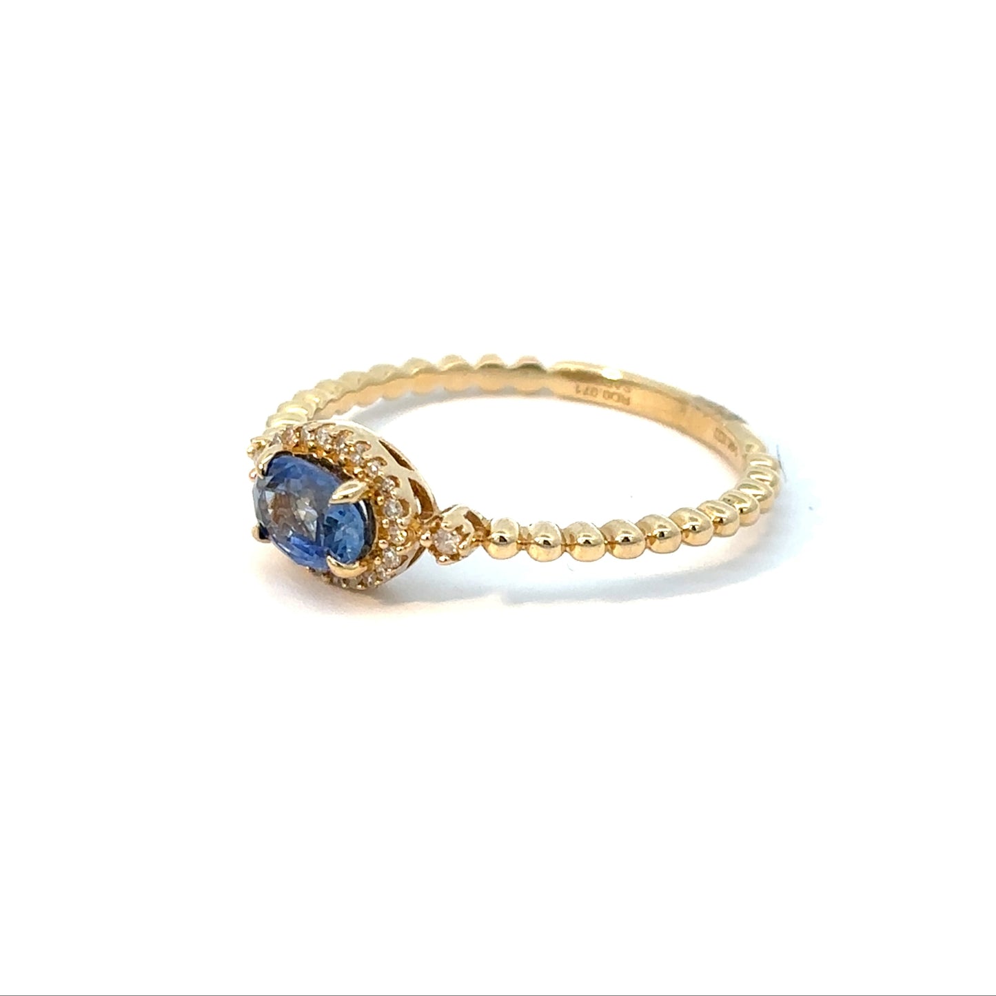 14K Yellow Gold Sapphire Center Milgrain Ring