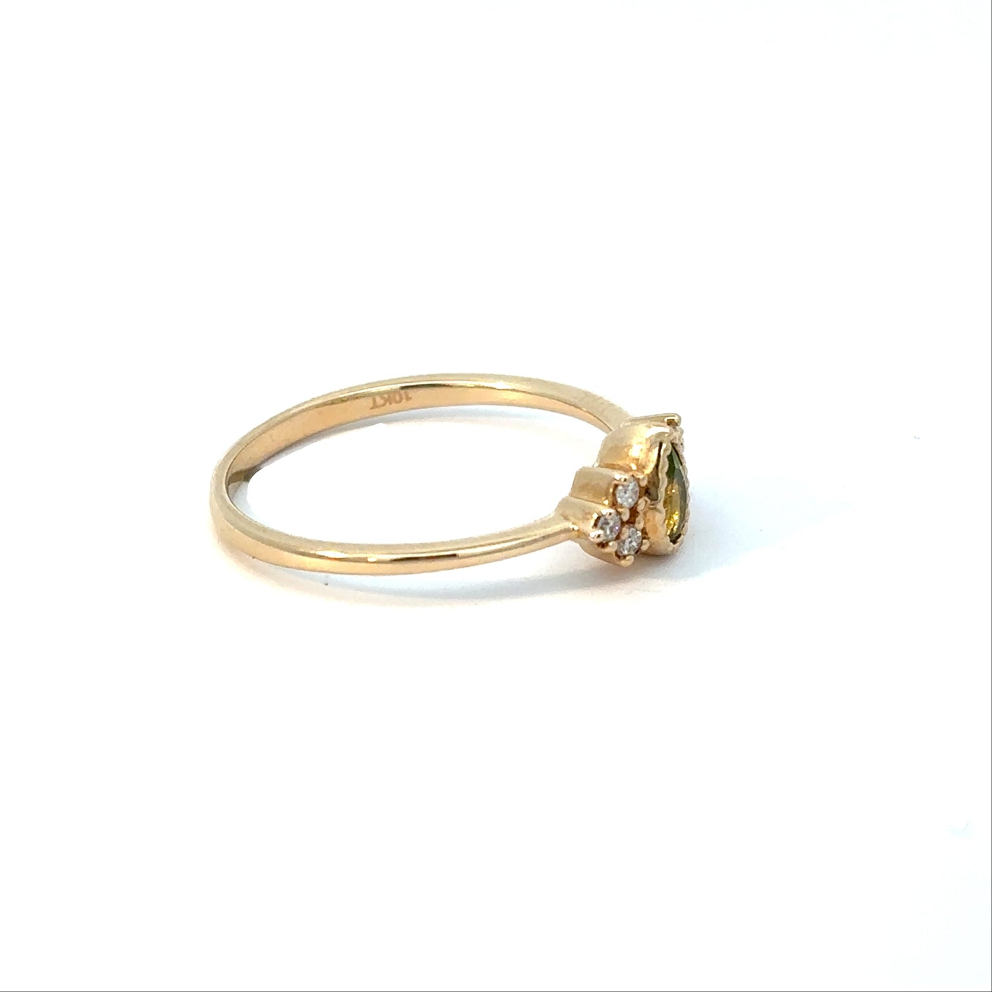 10K Yellow Gold Peridot Center Ring