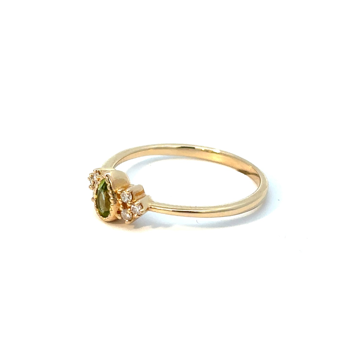 10K Yellow Gold Peridot Center Ring