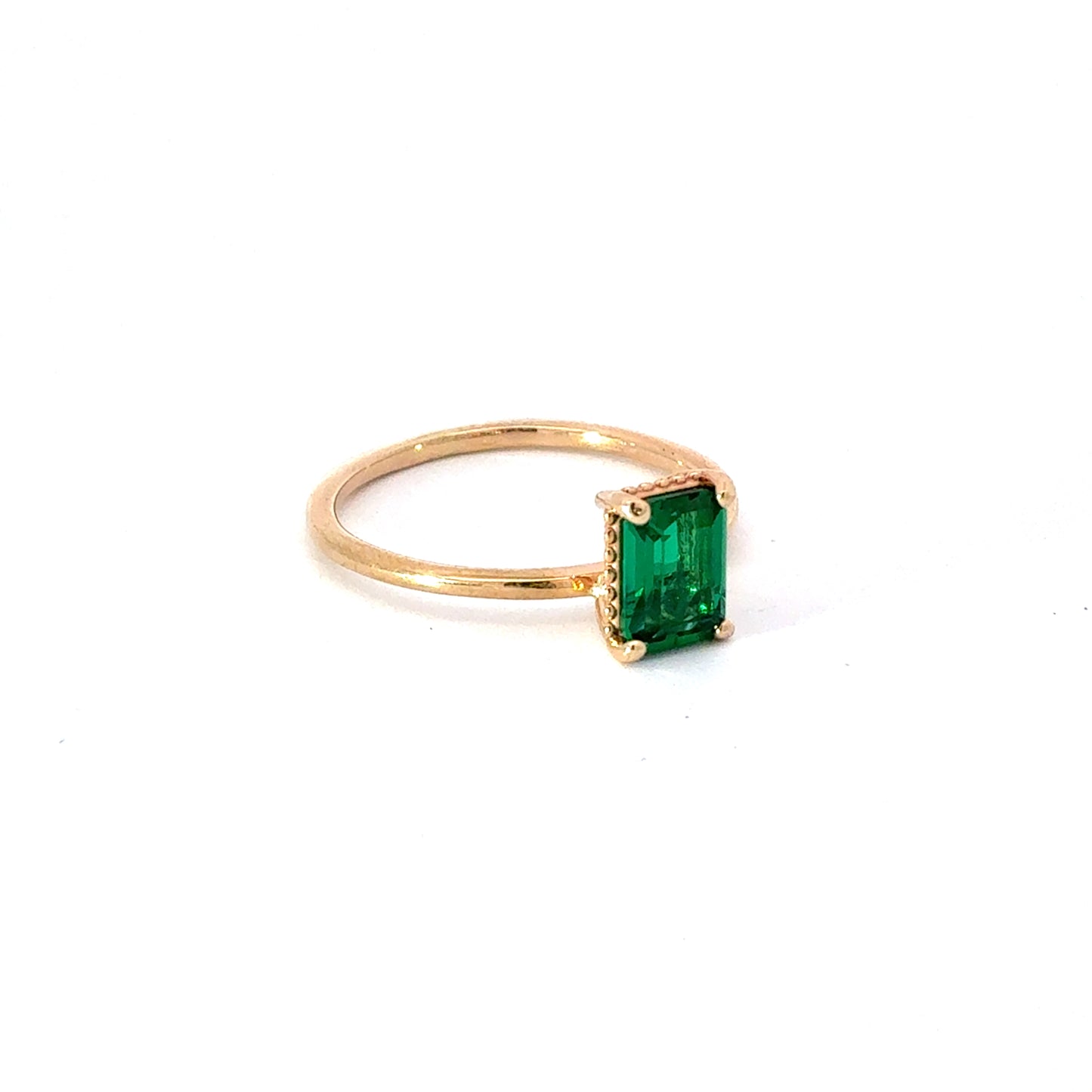 14K Yellow Gold Lab Grown Emerald