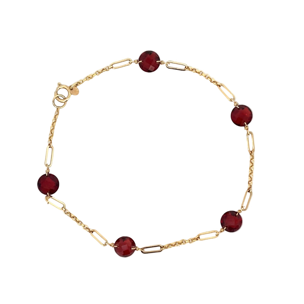 14K Yellow Gold Garnet Bracelet