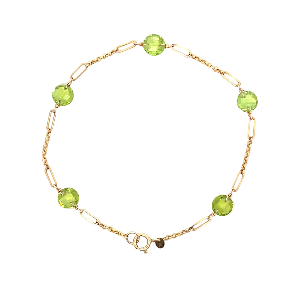 14K Yellow Gold Peridot Bracelet