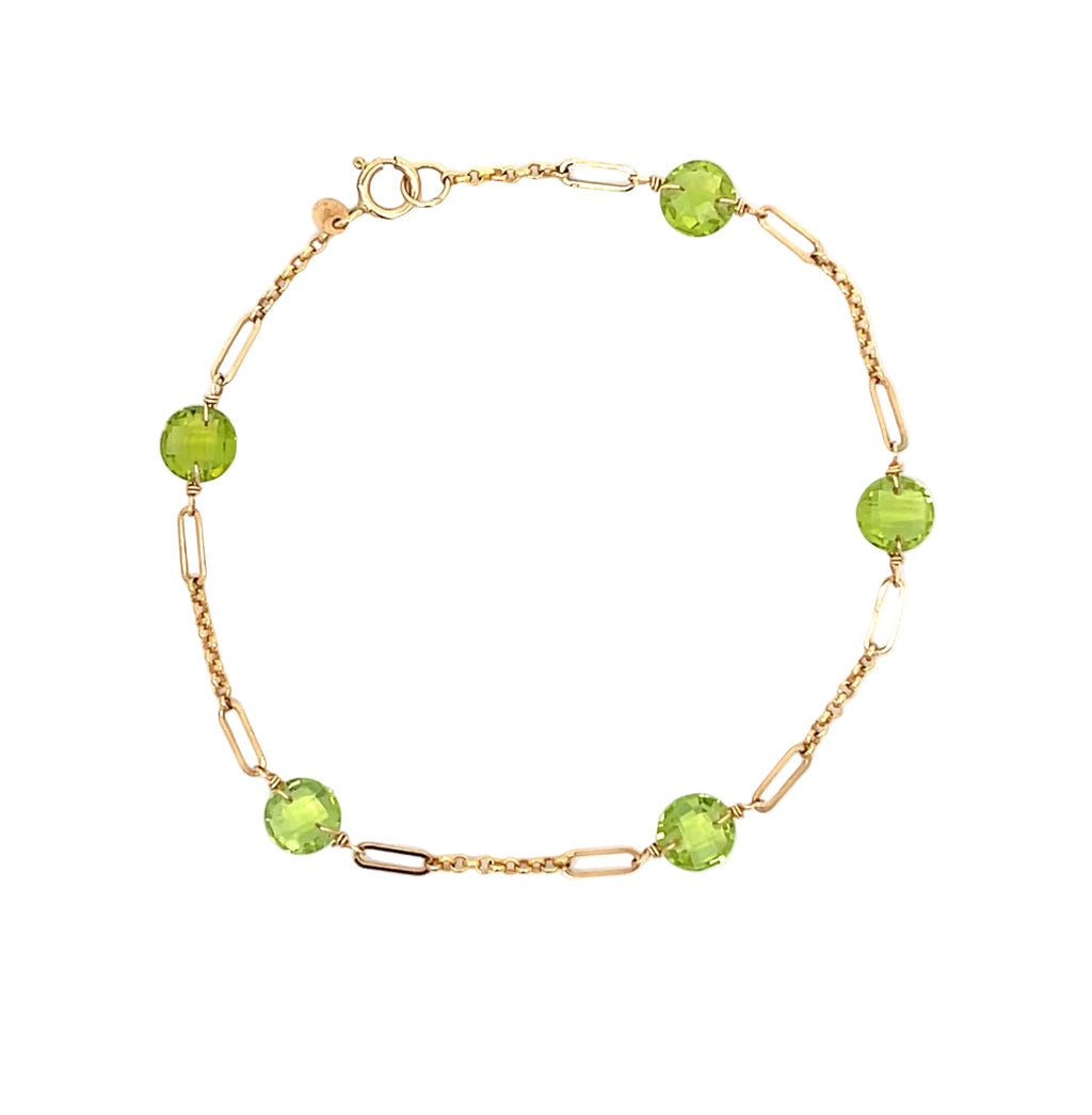 14K Yellow Gold Peridot Bracelet
