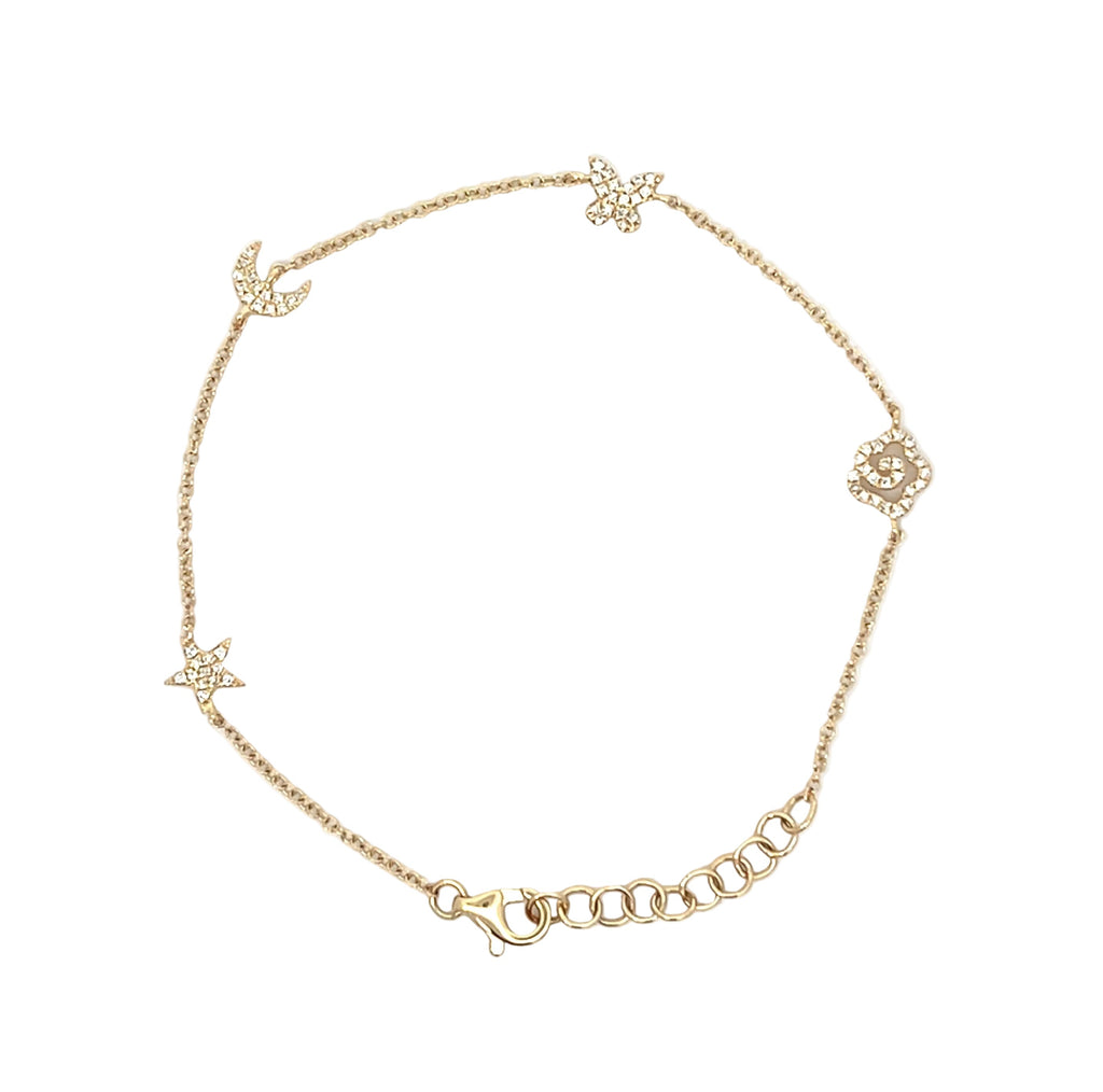 14K Yellow Gold Station Bracelet