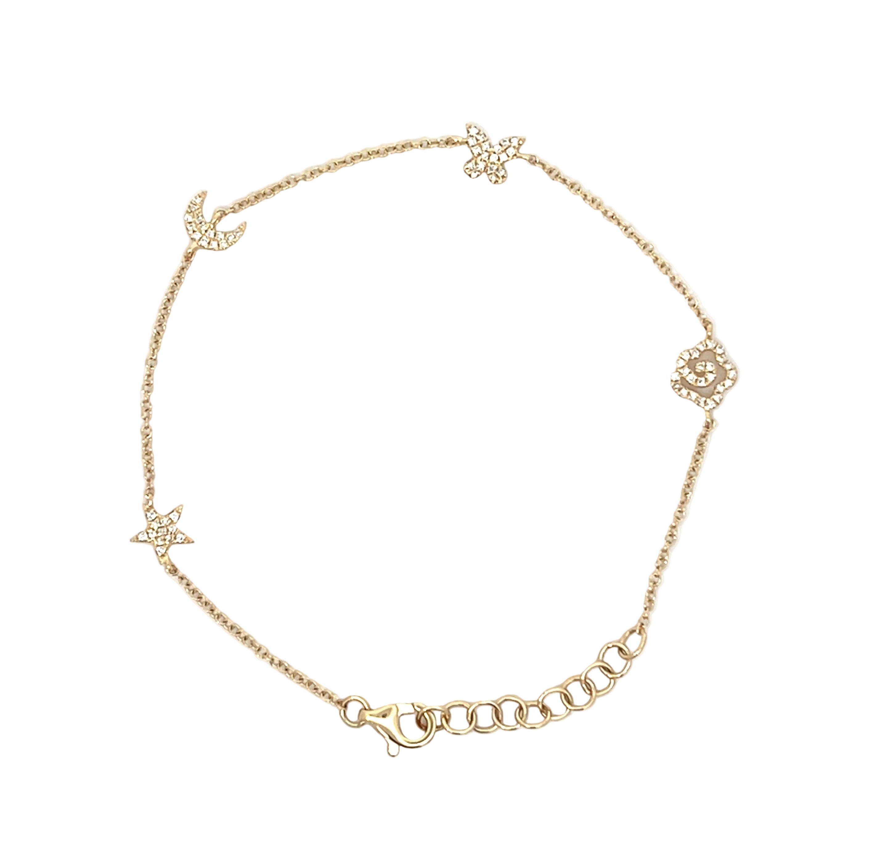 14K Yellow Gold Station Bracelet