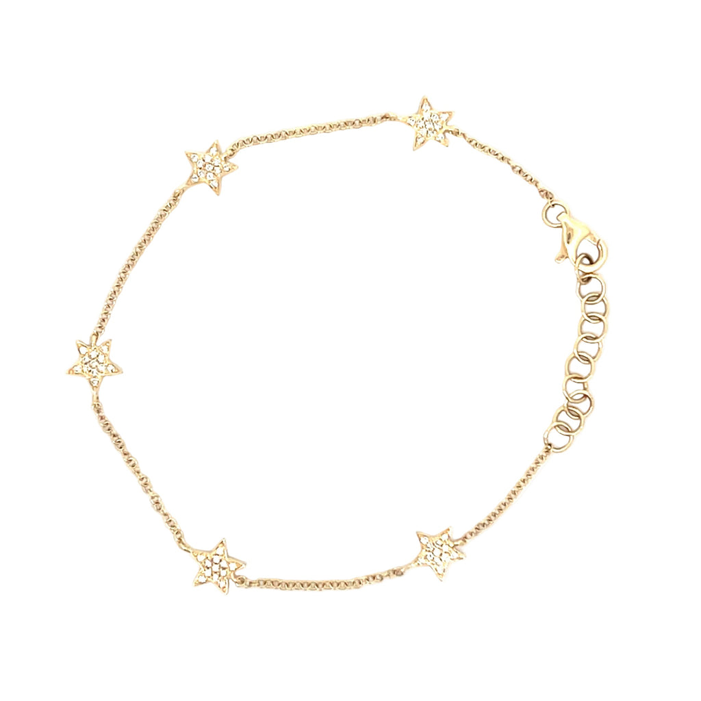 14K Yellow Gold Star Bracelet