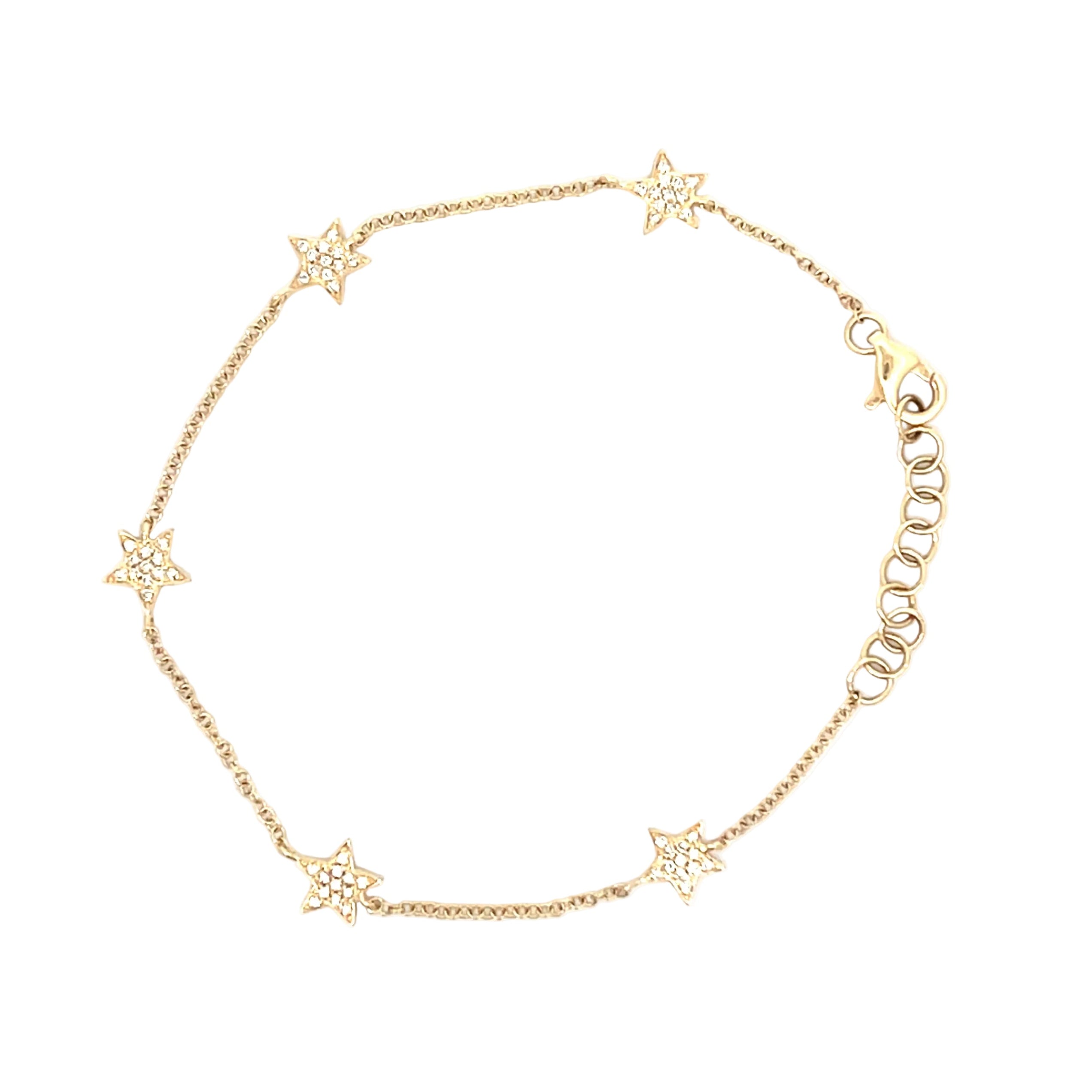 14K Yellow Gold Star Bracelet