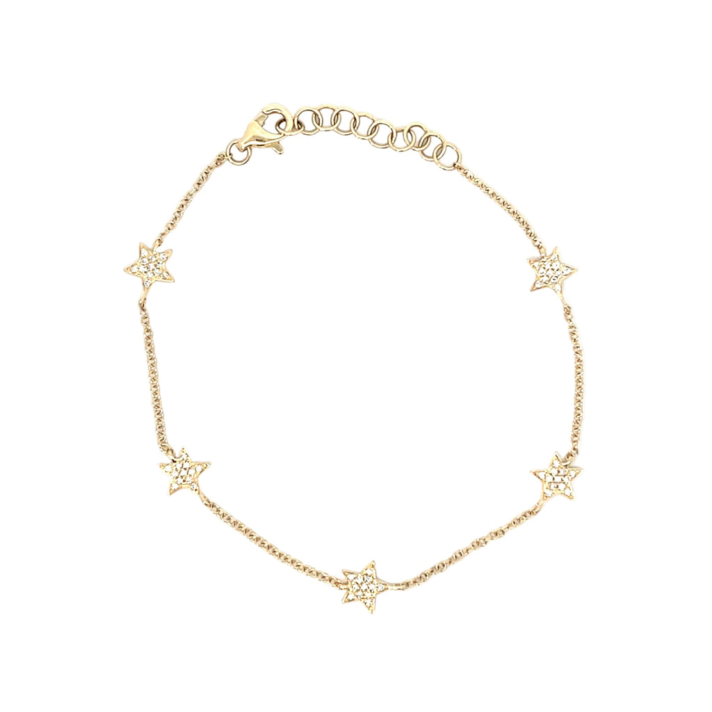 14K Yellow Gold Star Bracelet