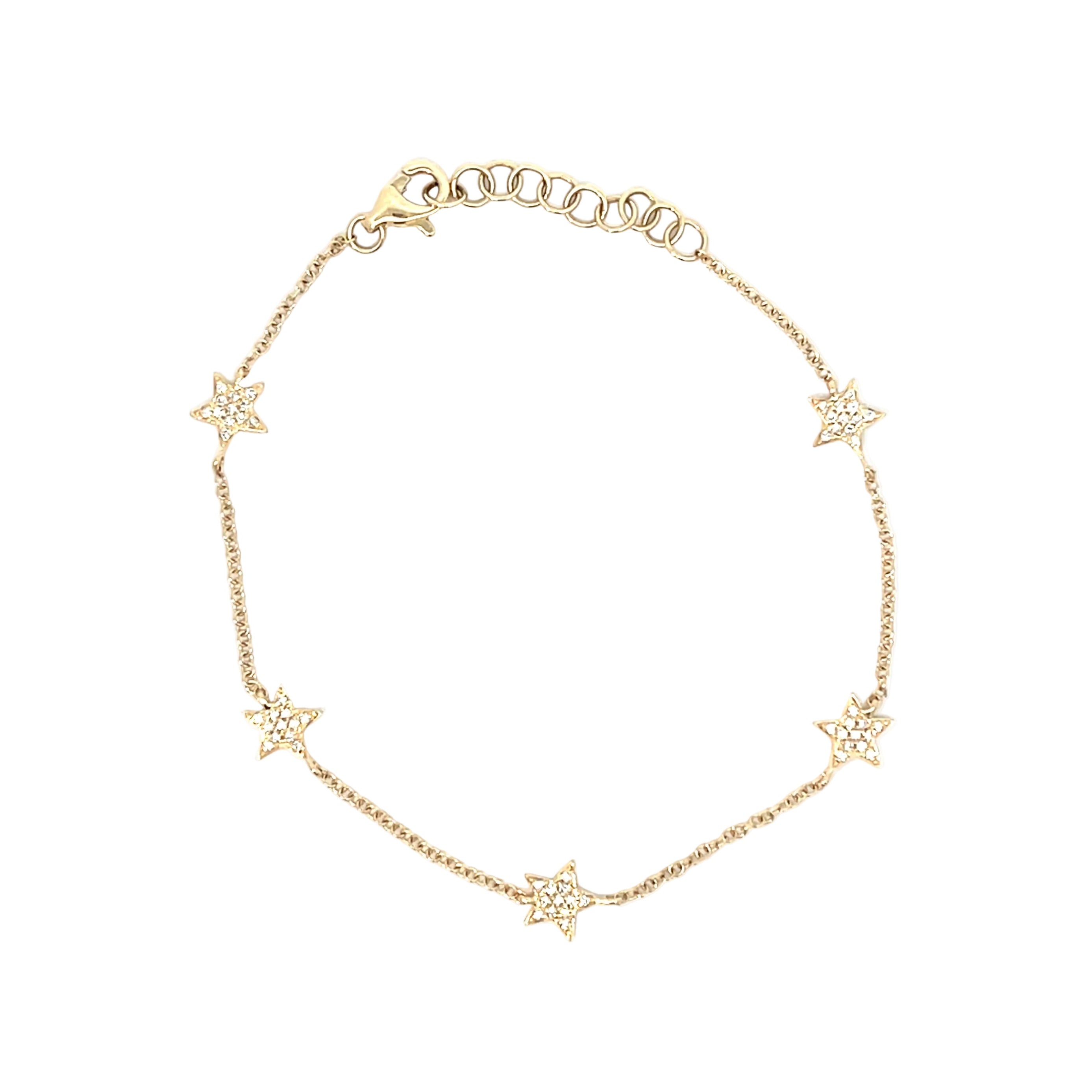 14K Yellow Gold Star Bracelet