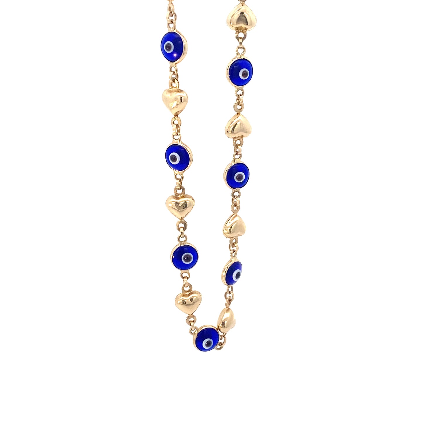 14K Yellow Gold Dark Blue Evil Eye Bracelet