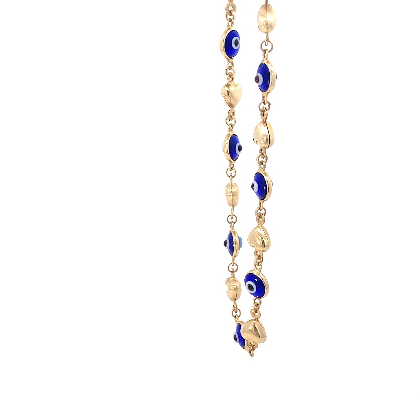 14K Yellow Gold Dark Blue Evil Eye Bracelet