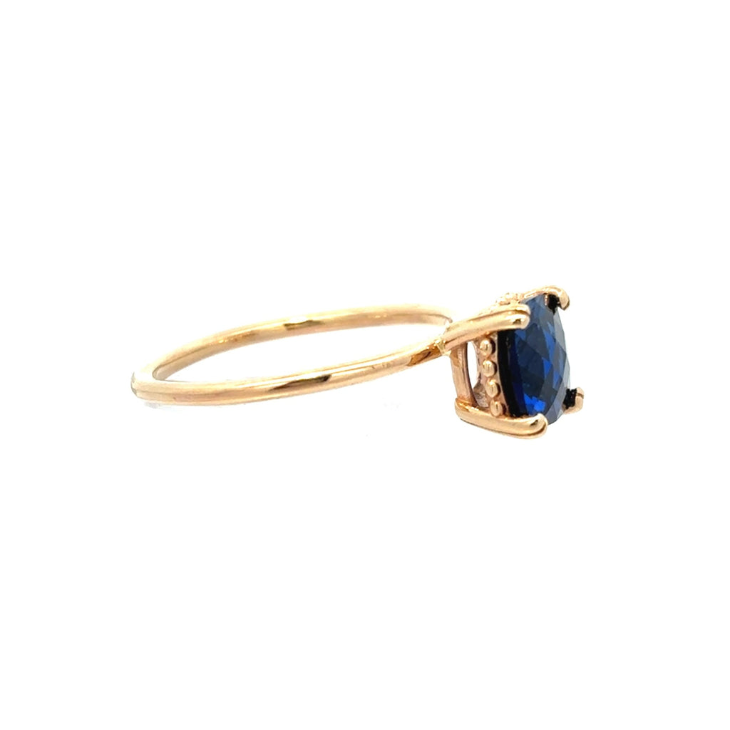 14K Yellow Gold Lab Created Sapphire Solitaire Ring