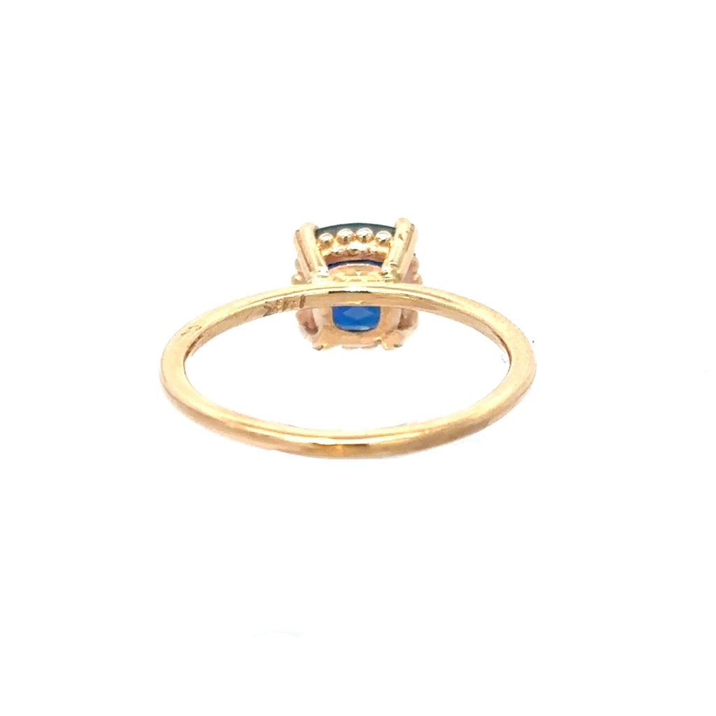 14K Yellow Gold Lab Created Sapphire Solitaire Ring