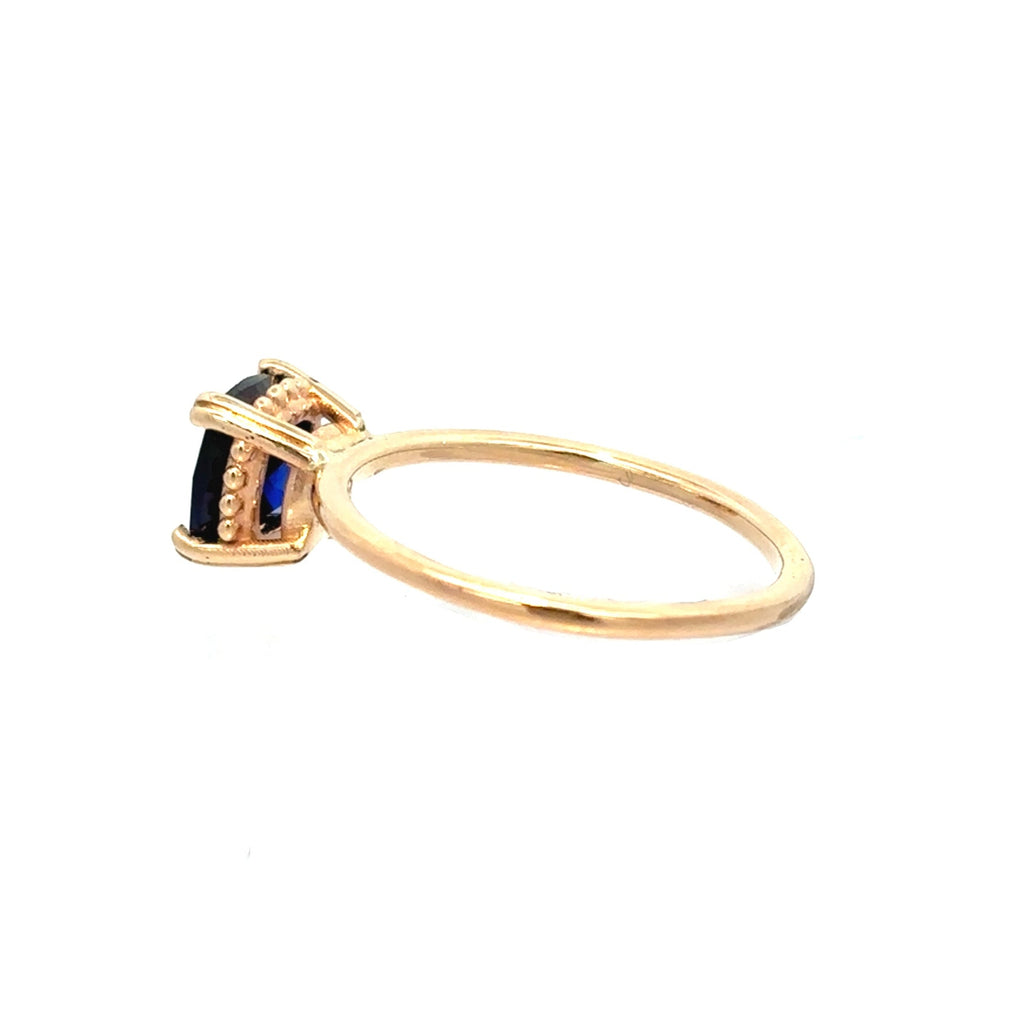 14K Yellow Gold Lab Created Sapphire Solitaire Ring