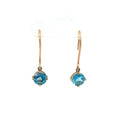 14K Yellow Gold Swiss Blue Topaz Dangle Drop Earrings