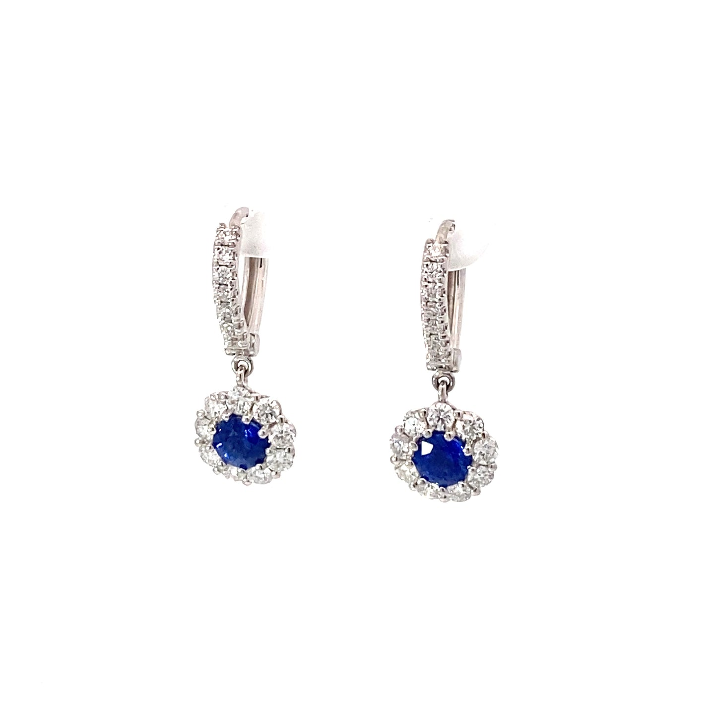 18K White Gold Blue Sapphire Earring