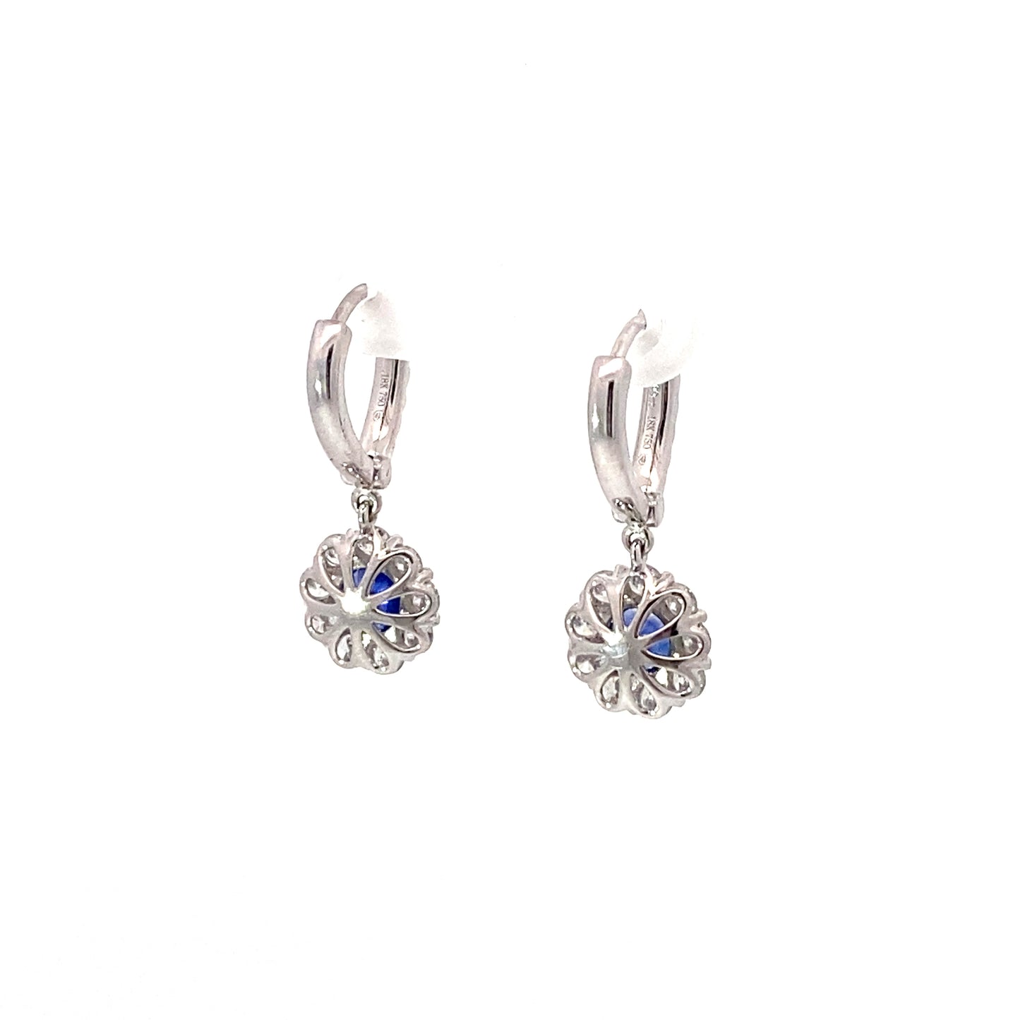 18K White Gold Blue Sapphire Earring