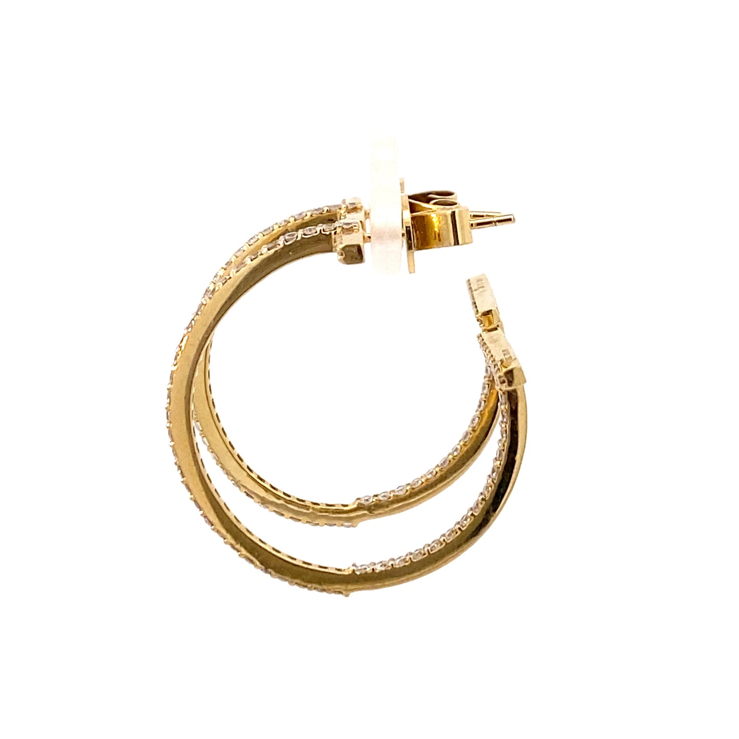 18K Yellow Gold Large Diamond Hoop