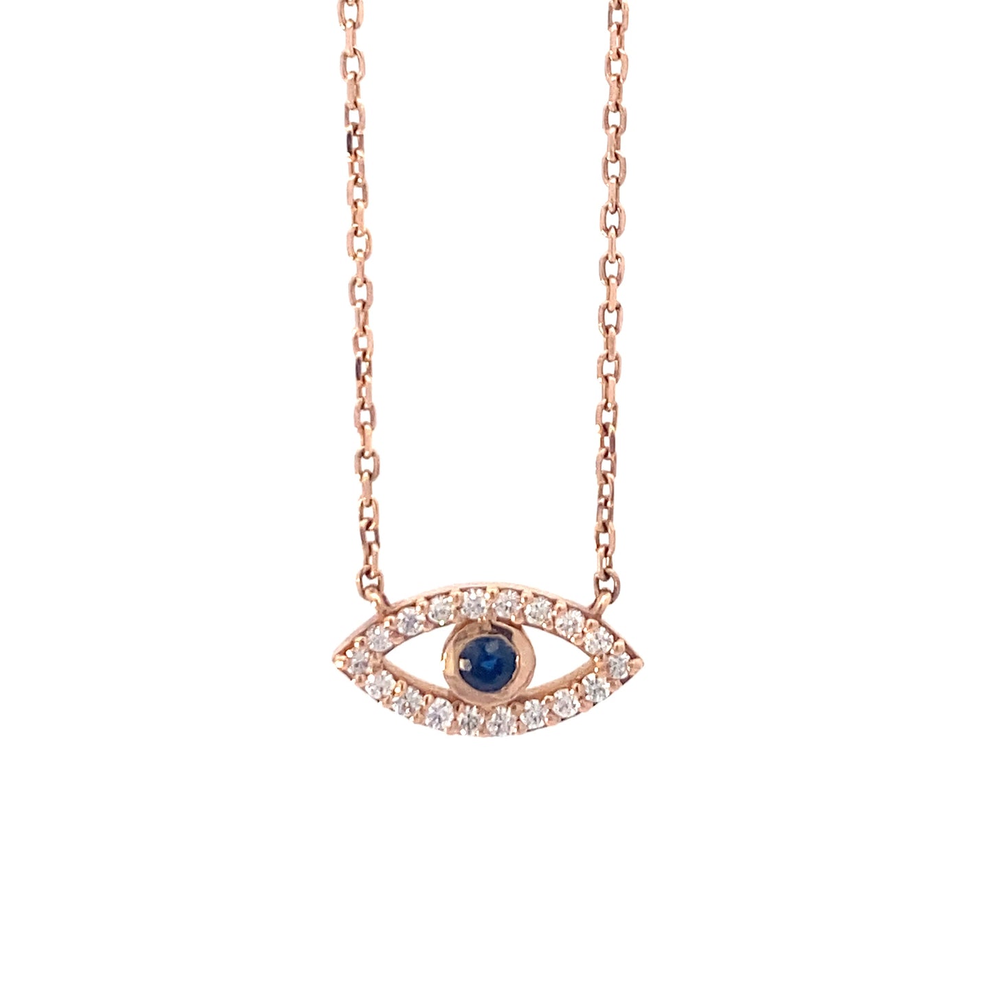 14K Rose Gold Evil Eye with Chain