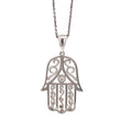 18K White Gold Vintage Hamsa Hand with Diamond Center