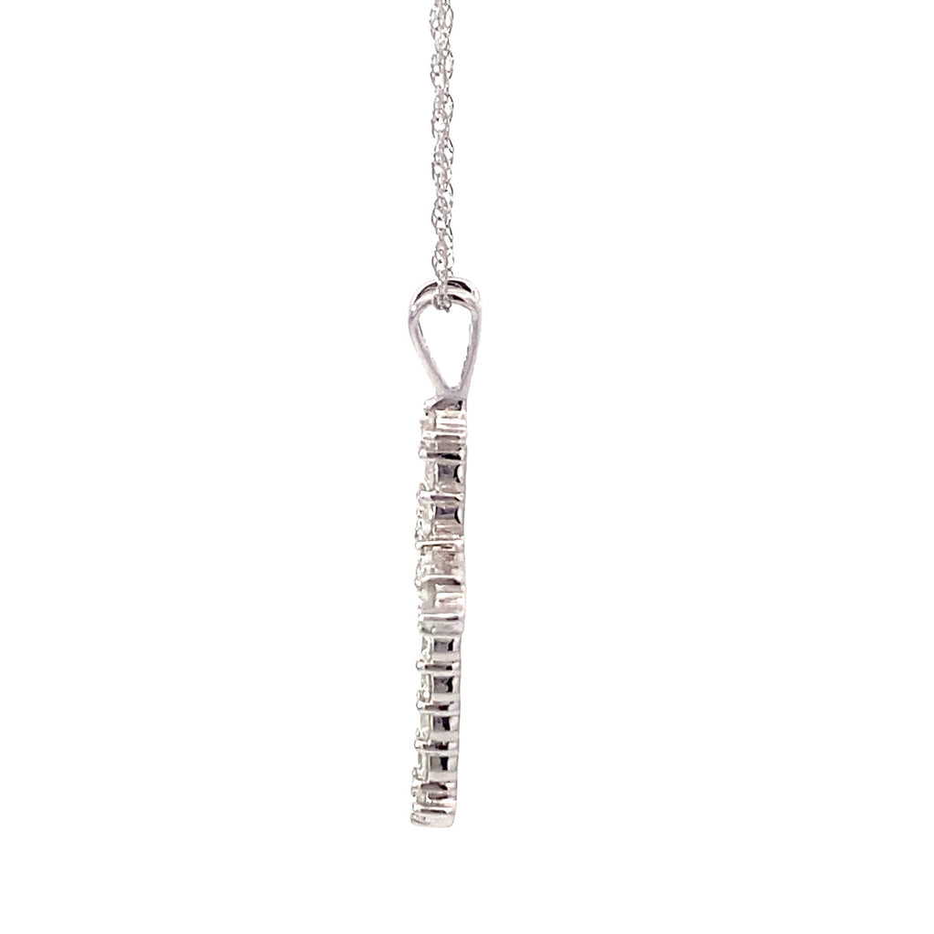 14K White Gold Diamond Cross