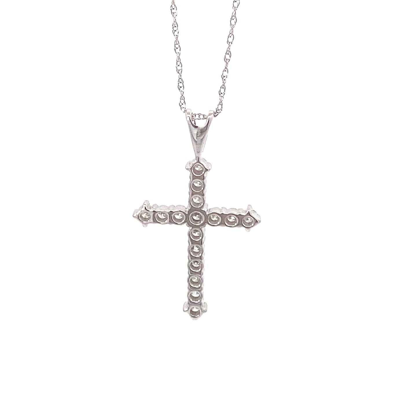 14K White Gold Diamond Cross