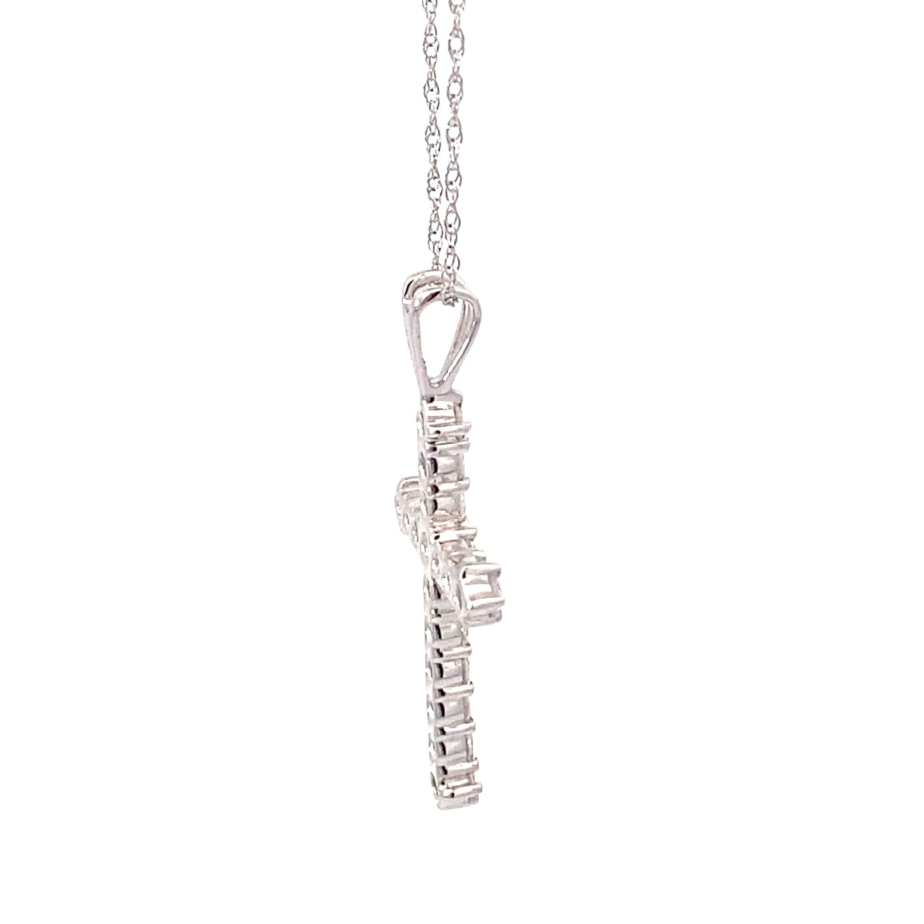 14K White Gold Diamond Cross
