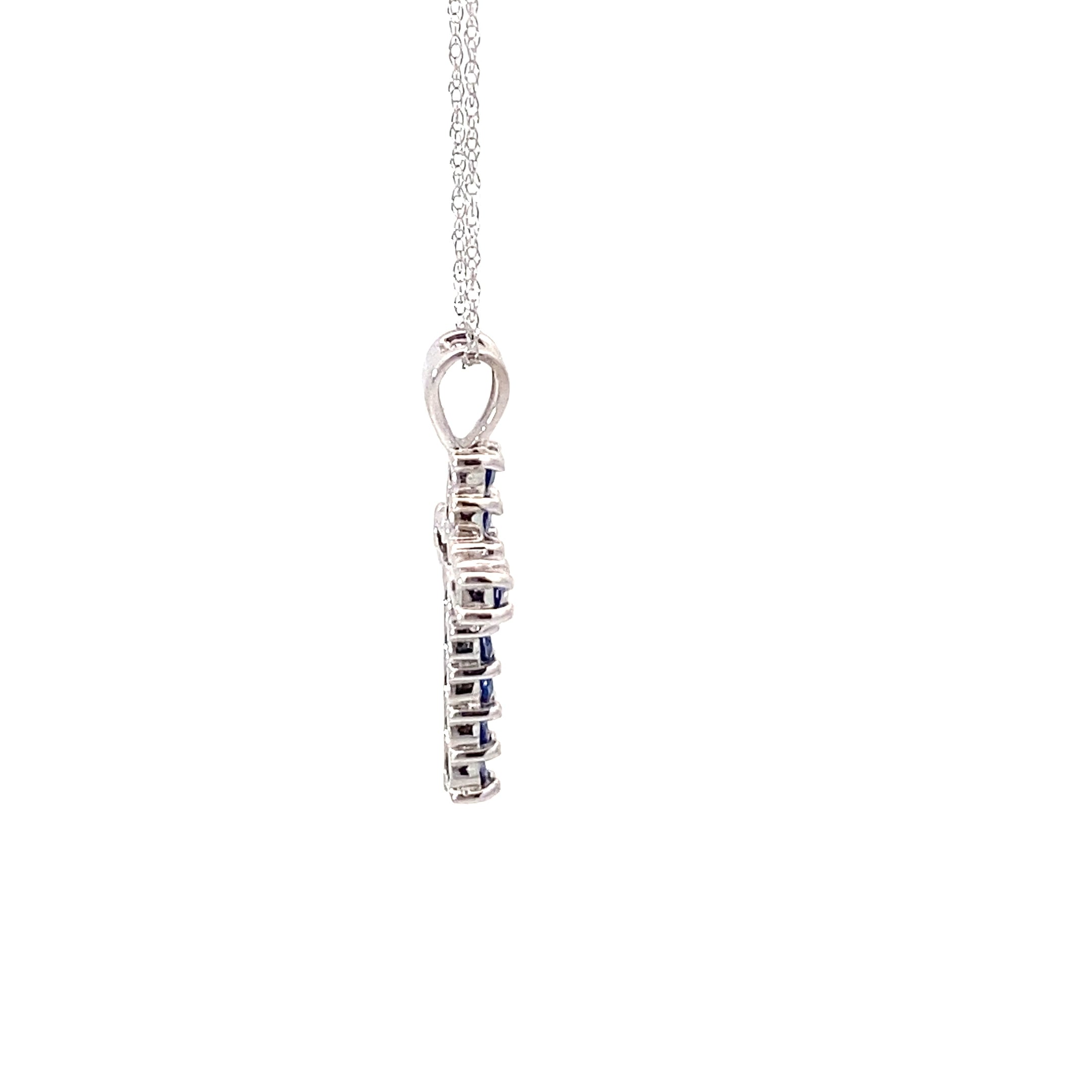 14K White Gold Diamond and Sapphire cross pendant