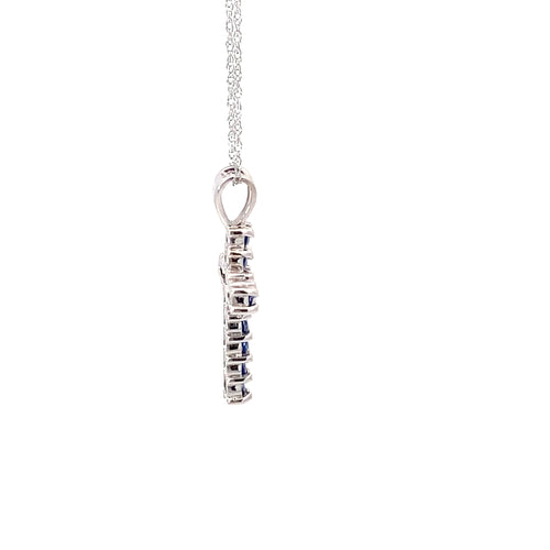 14K White Gold Diamond and Sapphire cross pendant